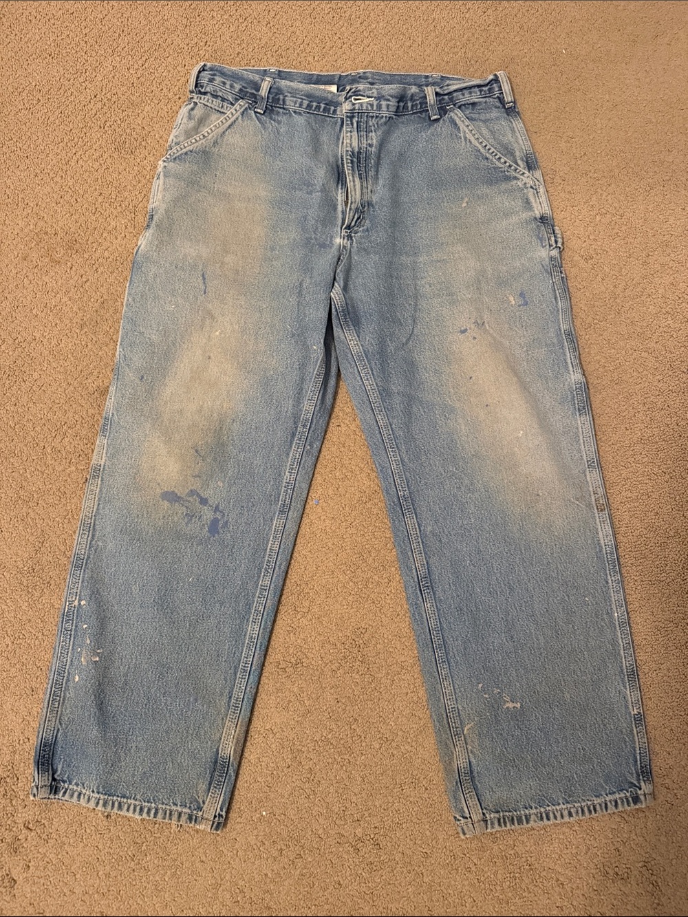 Vintage Mens Carhartt Relaxed Blue Workwear Jeans
